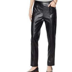 H by Halston Vegan Leather Black Cropped Ankle Pants XL